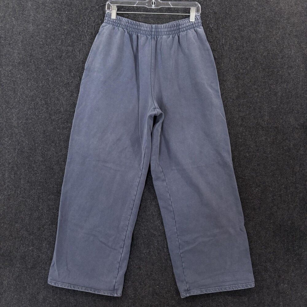 SKIMS Sweatpants Women's Medium Blue Wide Leg Elastic Waist Lounge Boyfriend